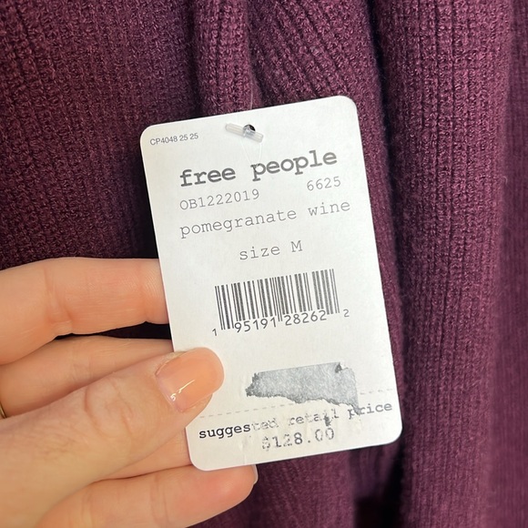 NWT Free People Open Back Sweater in Pomegranate Wine- M - Picture 6 of 7